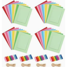 Juego de guirnalda de fotos con 40 marcos de papel, 40 pinzas de madera y 4 cuerdas de yute, para exhibir fotos de 6 x 4 pulgadas, ideal para cumple