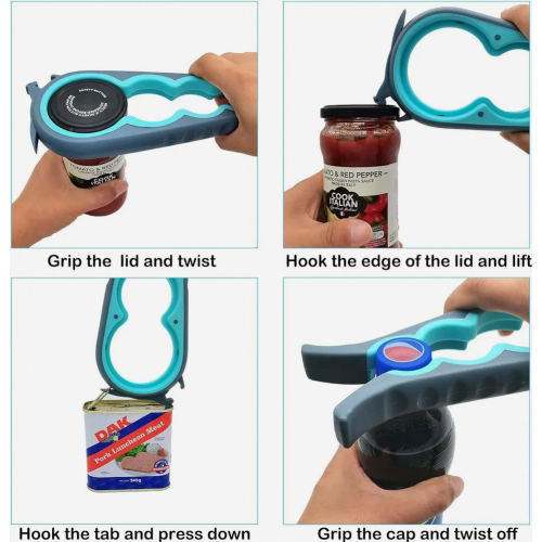 Jar Opener Bottle Opener for Seniors, Ring Pull Can Opener for Weak Hands and Arthritis, Easy Grip Kitchen Tool 2