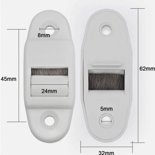 Roller Shutter Belt Guide with Brush and Roller, 8-Pack, Fits Up to 23 mm Belt Width, 45 mm Hole Spacing 1