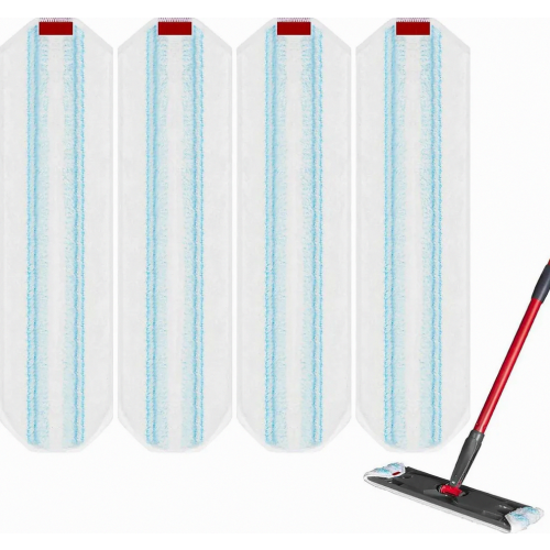 4 Pack Microfiber Mop Replacement Pads, Reusable Floor Cleaning Refills for Flat Mop, Soft Absorbent Washable Pads for Everyday Ho