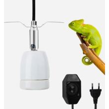 Portalampada in ceramica con attacco E27 e interruttore, base girevole a 360 gradi per acquario, rettili, lampada UV, lampada a luce diurna