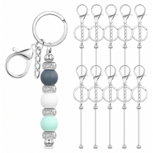 Set van 10 kralen sleutelhangers, metalen sleutelringstrips voor knutselprojecten, sieraden maken en gepersonaliseerde cadeaus.
