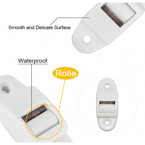 Roller Shutter Belt Guide with Brush and Roller, 8-Pack, Fits Up to 23 mm Belt Width, 45 mm Hole Spacing 2