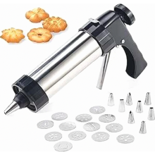Stainless Steel Cookie Press with 13 Discs and 8 Tips, Professional Biscuit Press for Cookies and Cakes