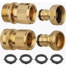 2-delige messing slangkoppeling van 3/4 inch met snelsluiting voor tuinslang en waterslang.