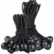 30 Pack Bungee Cords with Ball, Black Tarp Fasteners 15 cm and 20 cm Elastic Ties for Tarpaulins, Tents and Banners