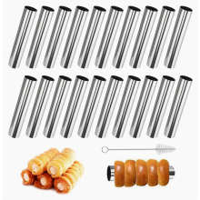 20 Pcs Stainless Steel Cannoli Tube Molds, 12 cm Non Stick Cream Horn Forms, Baking Molds for Puff Pastry and Croissant Horns