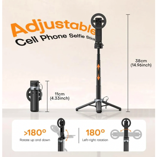Multifunktionaler magnetischer Mini-Selfie-Stick mit 360-Drehung 2