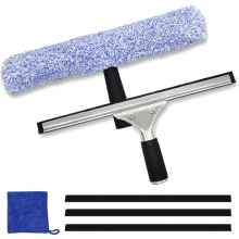 6 Piece Microfiber Window Cleaning Set with Squeegee and Washer, Professional Glass, Mirror, Bathroom and Shower Cleaning Kit for