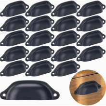 20 Piece Vintage Shell Drawer Pulls, Black Iron Cabinet Handles for Drawers, Cupboards and Apothecary Cabinets