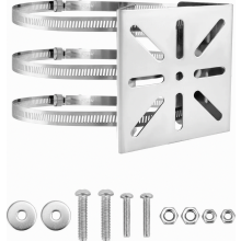 Universal Surveillance Camera Mount, Stainless Steel Vertical Pole Bracket with 3 Loops, 200 mm Diameter