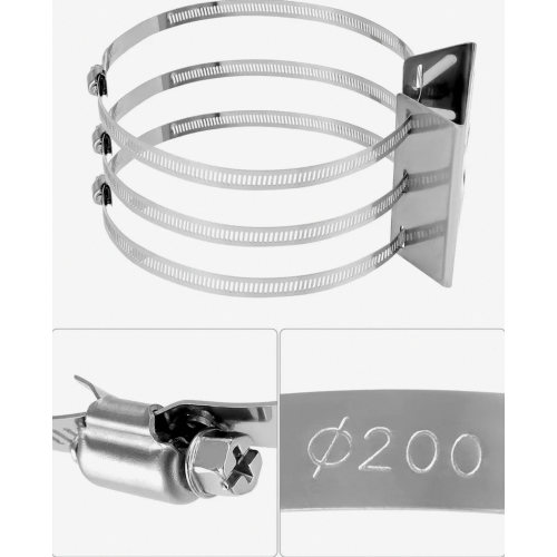 Universal Surveillance Camera Mount, Stainless Steel Vertical Pole Bracket with 3 Loops, 200 mm Diameter 2