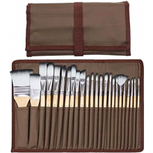 Artecho Pinselset Acrylfarben, Pinsel Set für Aquarell, Öl, Steinmalerei, Nagelpinsel, 24 Verschiedene Größen mit Organisationstasche.