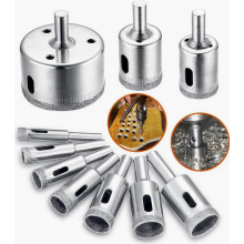 Diamantgatenboor set voor glas, tegels, keramiek, marmer en porselein, koolstofstaal met diamantcoating, 8-50 mm, 10-delig