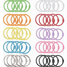 Verpakking van 50 metalen boekbindringen, 30 mm ringbanden voor losbladige mappen, kleurrijke sleutelhangers voor scrapbooking, fotoalbums, kantoor