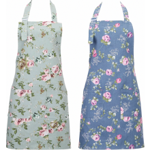 2 Pack Floral Kitchen Aprons for Women, Vintage Style with Large Pockets, Adjustable Chef and Baker Aprons for Cooking, Baking and