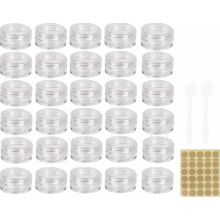 30 kpl 5 ml:n tyhjiä kosmetiikkapurkkeja kansilla, minikokoisia voidepurkkeja huulirasvalle, balsamille, voiteille ja matkasäilytykselle, kirkas, uu