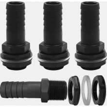 Set van 4 tankaansluitingen van 1 inch met slangnippel, regentondoorvoerfitting voor watertanks, stortbakken en regenwatercontainers.
