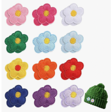 24 Iron-On Flower Patches, Colorful Floral Appliques for Clothing, Hats, Jeans, Jackets, Backpacks, DIY Craft Decoration, 2.3 cm