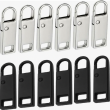 12 Pack Stainless Steel Zipper Pull Replacement, Detachable Metal Pull Tabs for Bags, Clothing and Luggage, Practical Repair Set