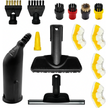 14-delige accessoireset voor stoomreinigers (SC1 t/m SC5), met ronde borstels, microvezeldoeken, kierenzuigmond en handmondstuk, duurzaam.