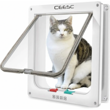 Large Cat Flap 4-Way Locking Pet Door, Weatherproof Cat Door for Pets with Up to 63 cm Girth, Outer Size 28 x 24.9 cm