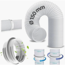 Verlengstuk voor de afvoerslang van de airconditioner, 200 cm met adapter, 130 mm binnendiameter, 150 mm buitendiameter, verlengstuk voor de ventila
