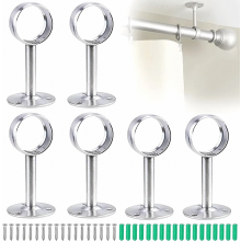 Set di 6 staffe in acciaio inossidabile per asta per tende, per montaggio a soffitto o a parete, con supporti regolabili per asta per tende per una