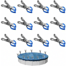 12 Pack Metal Clips for Pool Covers, Protective Film Clamps, Tarp Clips with Strong Grip for Above Ground Pools, Photography and G