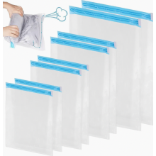 Vacuum Storage Bags for Clothes, 8 Pack in 4 Sizes, Reusable Roll-Up Bags for Travel and Backpacks, Airtight Compression Bags, 50