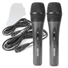Fenton DM105 Wired Handheld Microphone Pair for DJ Karaoke MC Rehearsal