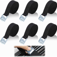 6 Pack Ratchet Tie Down Straps, 25 mm x 1 m Adjustable Black Short Lashing Straps with Cam Buckle, Secure Fastening Straps for Car