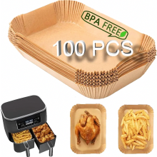 Backpapier für Heißluftfritteuse mit Doppelkammer, Air fryer Backpapier, Rechteckige Pergamentpapier Liner kompatibel mit Ninja AF300, AF400