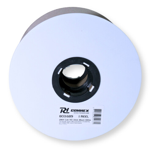 PD Connex RX52 2 Core 4mm DMX Cable Wire Reel - Black 100m 2