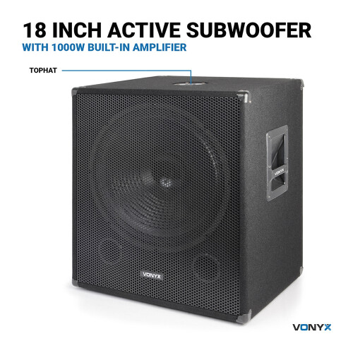 Vonyx SWA18 18" Active Subwoofer Pair - 2000W DJ PA Disco Bass Speakers 1