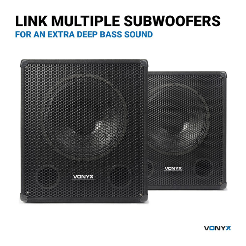 Vonyx SWA18 18" Active Subwoofer Pair - 2000W DJ PA Disco Bass Speakers 2