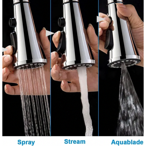 3 Spray Kitchen Faucet Replacement Pull Out Spray Head, Sink Sprayer Replacement Head, Chrome Faucet Attachment for Kitchen and Ba 1