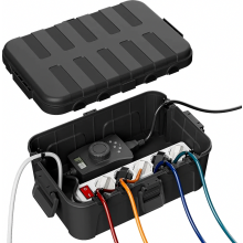 Extra Large Waterproof Cable Box, IP54 Weatherproof Outdoor Electrical Enclosure for Power Strips and Plug Connections, Black, 34.