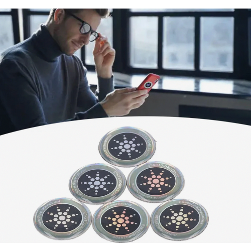 6-Pack Silver Negative Ion Radiation Shield Stickers for Electronic Devices, Round, Strong Adhesion, Multifunctional, EMF Heat Abs 1