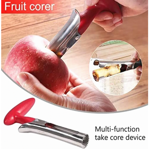 Apfelentkerner Apfelkernausstecher Edelstahl Apple oder Pear Entkerner Entfernermit Core mit scharfer gezackter Klinge Angle Handle Red 2