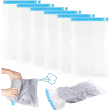 Vacuum Storage Bags for Clothes, 8 Pack in 4 Sizes, Reusable Roll-Up Vacuum Bags for Travel and Backpack, Space Saving 50 x 70, 40
