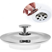 Universal Stainless Steel Drain Stopper, Sink Plug Replacement, Easy-Grip Basin Stopper for 42-44mm Kitchen Sink and Bathtub Drain