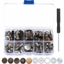 50 Pcs Adjustable Jeans Buttons, Screw On Replacement Metal Pants Buttons, Removable Snap Fasteners for Clothing Jeans Pants Pocke