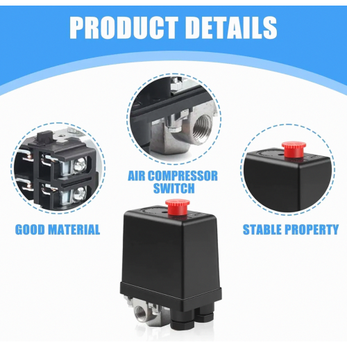 220V Air Compressor Pressure Switch, 4 Port Compressor Controller Valve with Quick Pressure Release, Multi-Purpose Compressor Regu 1