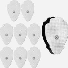 Verpakking van 10 handvormige, herbruikbare elektrodepads met 3,5 mm connector voor TENS-apparaten, zelfklevende vervangingselektroden, 7,5 x 4 cm.