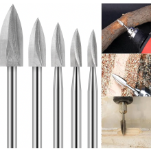 Houtsnijgereedschapset, HSS graveerbitset voor roterende gereedschappen, 5 stuks voor snijden, metaalbewerking, polijsten, graveren en boren