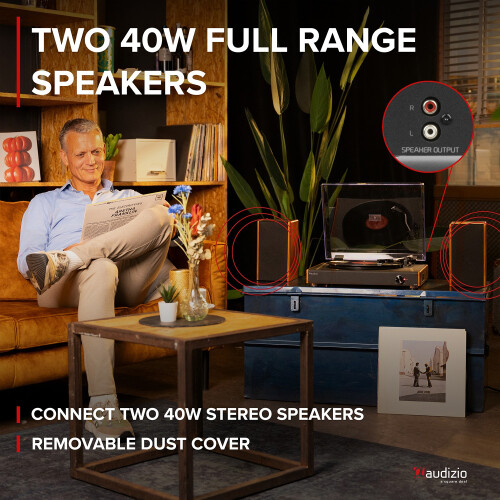 Audizio RP335 Record Player with Bluetooth, Stereo Speaker System & Vinyl Stand 2