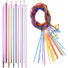 22 Piece Tunisian Crochet Hook Set, 11 Aluminum Afghan Hooks and 11 Beaded Cable Hooks for Beginners, Sizes 2 to 8 mm