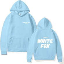 (Light Blue, M) White BlackFoxHoodies Casual Long Sleeve Sweatshirt Pullover Girls Boys Womens