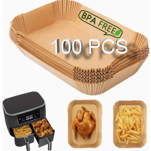 Ilmafriteerauskeittimen leivinpaperivuoraukset, 100 kpl, yhteensopiva 7,5–10 litran AF300EU- ja AF400EU-kaksoisvyöhykekoreiden kanssa, tart
